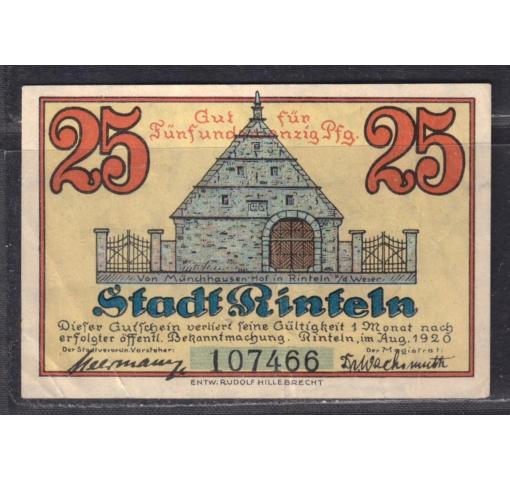 GERMANY, Rinteln, 25Pfg. Note (Voucher) 1920