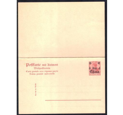 GERMANY, Post Office in China, 4C./10Pfg. Germania (Postal Stationery Double Card) 1905 **