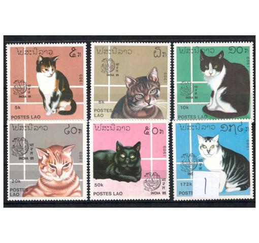 LAOS, Int. Stamp Exhibition INDIA ´89/Cats 1989 **