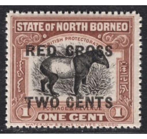 MALAYA, North Borneo, 2C. Red Cross/1C. Tapir 1908 **