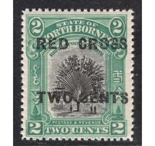 MALAYA, North Borneo, 2C. Red Cross/2C. Tree 1918 ''