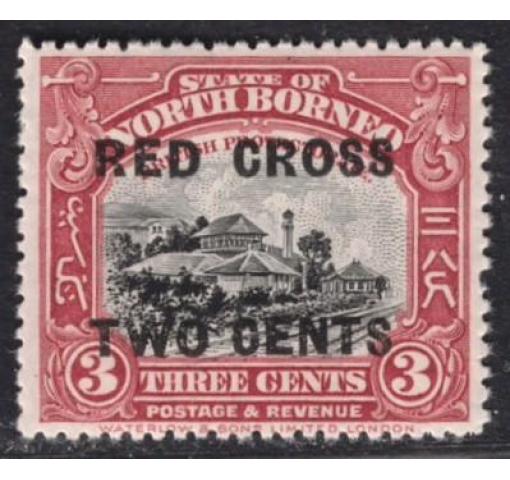 MALAYA, North Borneo, 2C. Red Cross/3C. Village 1918 **