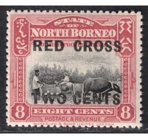 MALAYA, North Borneo, 2C. Red Cross/8C. Farmer with Ox 1908 **