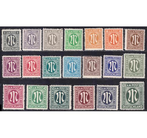 GERMANY, Allied Occupation (American and British Zone), 1Pfg.-1RM. "M" (German. Printing) 1945 **