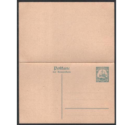 GERMANY, Post Office in China, Kiaochow, 2C.+2C. Yacht Postal Stationery Double-card 1919 **