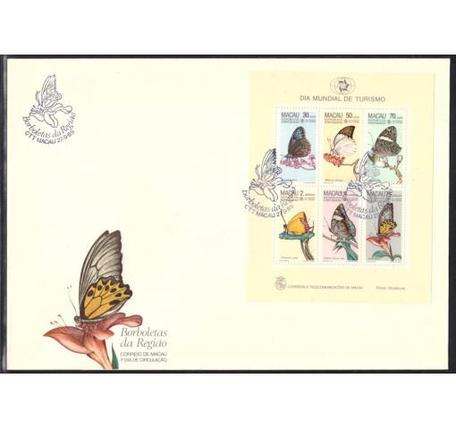 MACAU, Butterflies M/S 1985 FDC