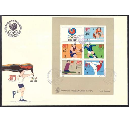 MACAU, Olympic Games Seoul M/S 1988 FDC