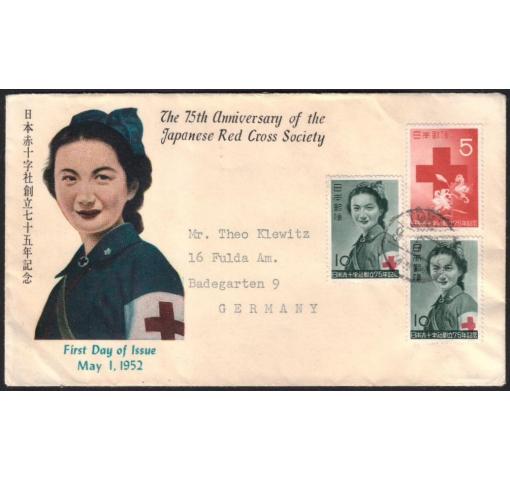 JAPAN, 5S.+2x 10S. Red Cross 1952