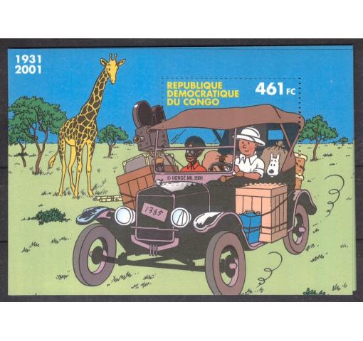 CONGO, 70th Anniversary of Tintin In Congo Cartoon M/S 2001 **