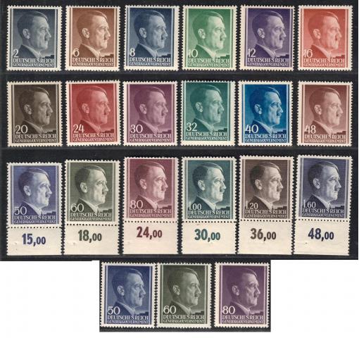 GERMANY, General Government, Hitler Definitives (I-III) 1941/43 **