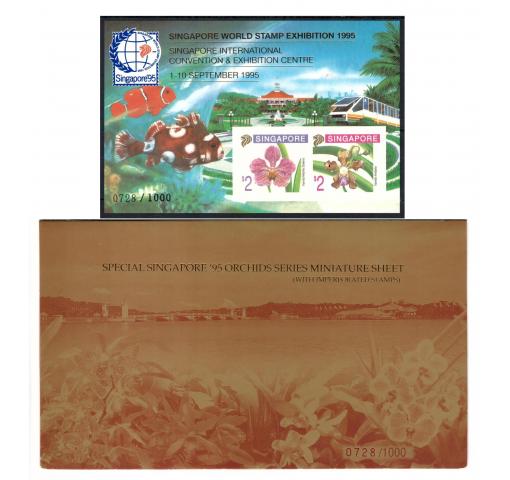 SINGAPORE, World Stamp Exhibition SINGAPORE (imperf. M/S) 1995 **