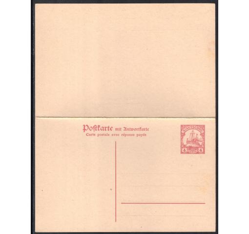 GERMANY, Post Office in China, Kiaochow, 4C.+4C. Yacht Postal Stationery Double-card 1917 **