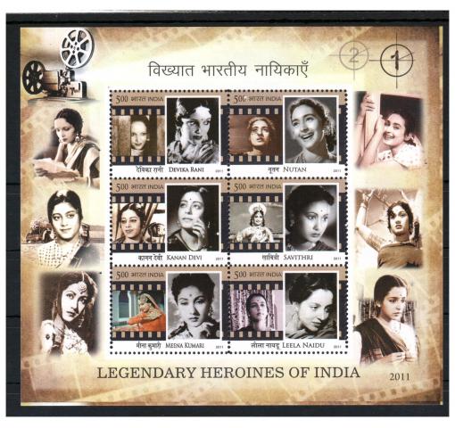 INDIA, Legendary Indian Film Heroines M/S 2011 **