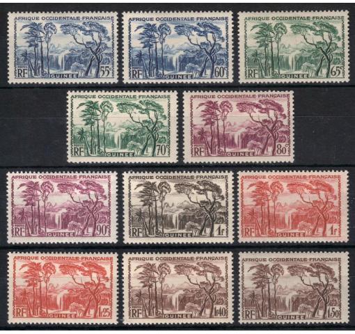 FRENCH GUINEA, Waterfall Definigtives 1938/40 *