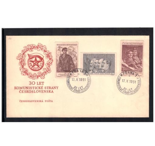 CZEKOSLOVAKIA, 30th Anniversary of Communist Party 1951 FDC