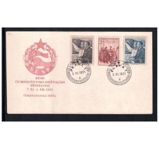 CZEKOSLOVAKIA, Czek-Soviet Friendship 1951 FDC