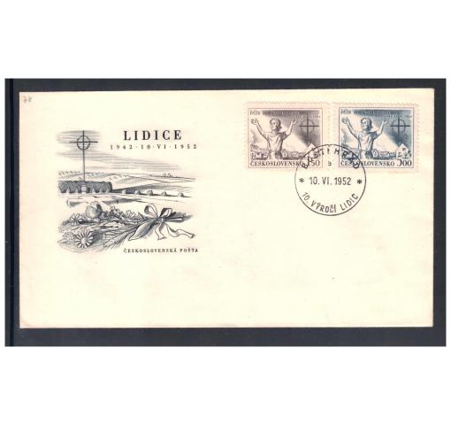 CZEKOSLOVAKIA, 10th Anniversary of Destruction of Lidice 1952 FDC