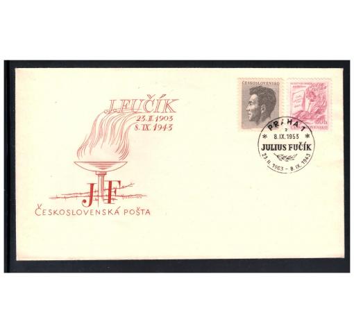 CZEKOSLOVAKIA, 10th Deat Anniversary of Writer Julius Fucik 1953 FDC