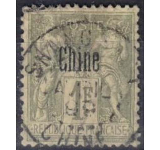 FRANCE, Post Office in China, 1Fr. Allegory 1894 o