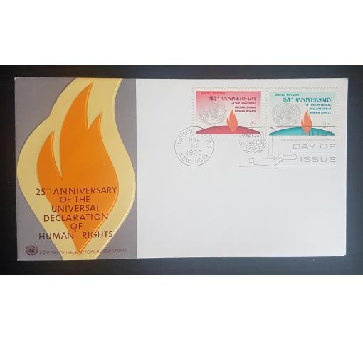 UNITED NATIONS, New York Office, 25th Anniversary of Human Rights 1973 FDC