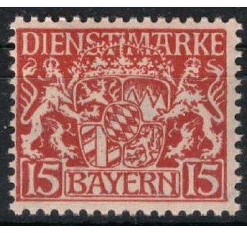 GERMANY, Bavaria, 15Pfg. Coat of Arms Official Stamp 1916 **