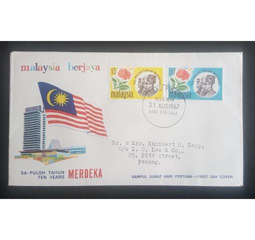 MALAYSIA, 10th Anniversary of Independence 1967 FDC