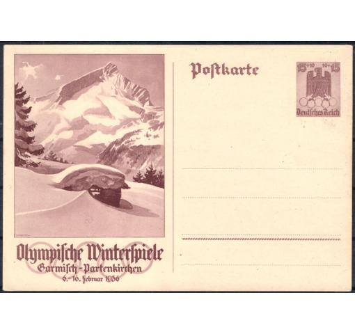 GERMANY, 15Pfg. Olympic Winter Games Garmisch Pistal Stationery Card (1936) 1935 **