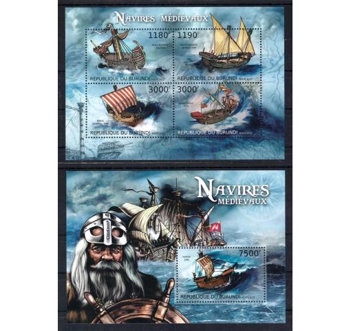 BURUNDI, Medieval Ships (Sheetlet+M/S) 2012 **