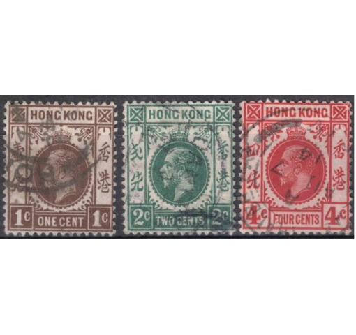 HONG KONG, 1C.-4C. KG V. (Wmk. Crown CA) 1912 o