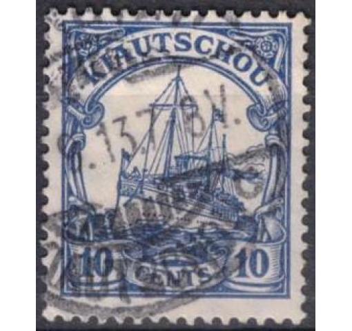 GERMANY, Post Office in Kiaochow, 10C. Yacht (with Watermark) 1909 o