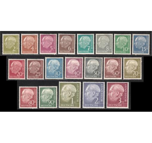 GERMANY, 2Pfg.-3DM President Heuss Definitives 1954 **/*