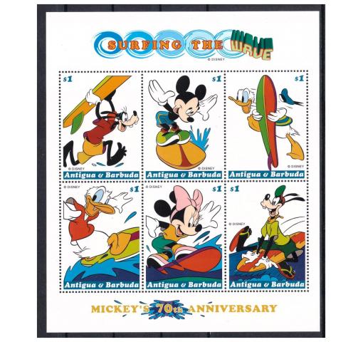 ANTIGUA+BARBUDA, Walt Disney, 70th Anniversary of Mickey Mouse 1999 **