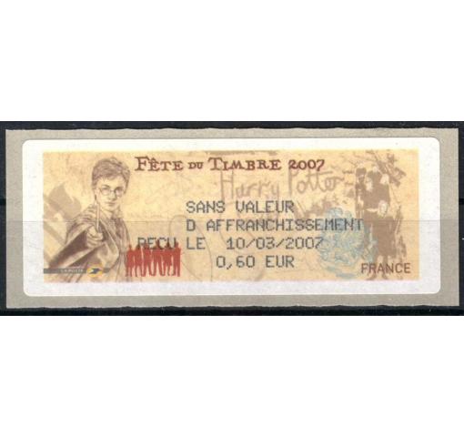 FRANCE, Philately Day/Harry Potter Electronic Label Stamp (ATM) 2007